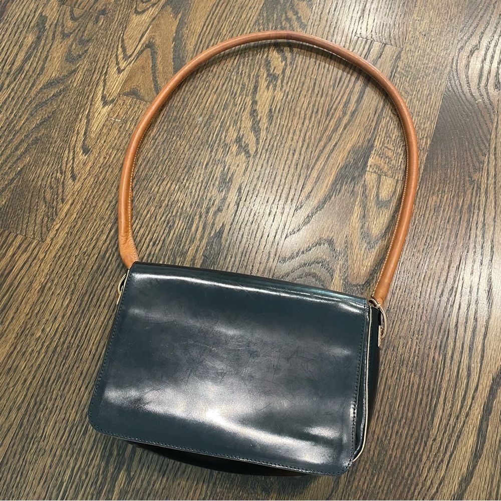 FRANCESCO BIASIA Black Patent Leather Shoulder Bag